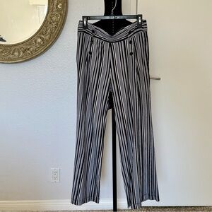 Robert Louis Black and White Striped Wide-Leg Pants